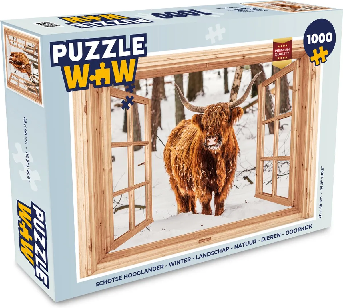 PuzzleWow Schotse Hooglander Winter Legpuzzel 1000 Stuks