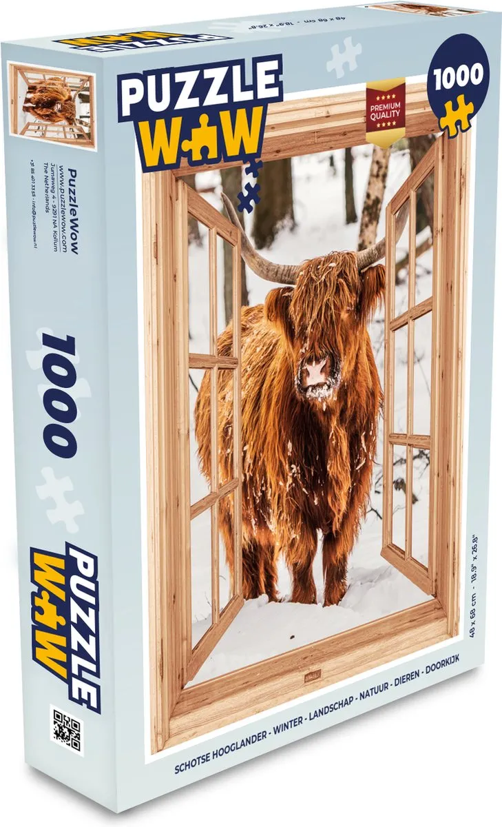 PuzzleWow Schotse Hooglander Winter Legpuzzel 1000 Stuks