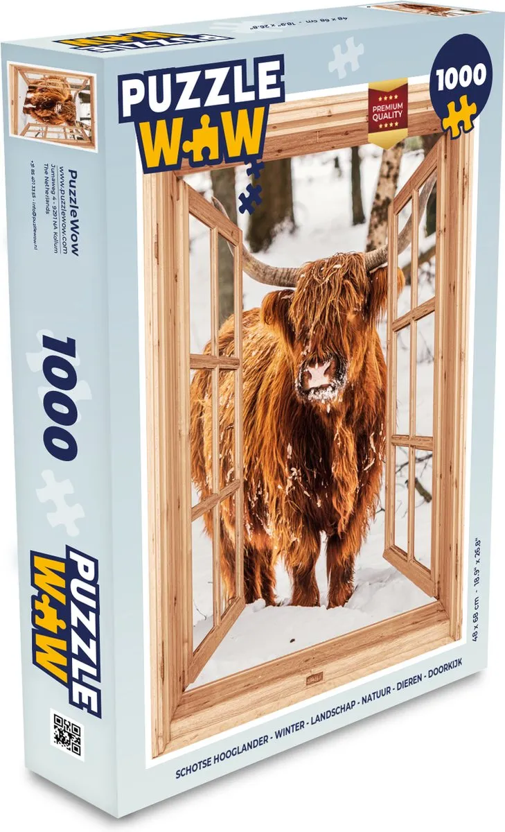 PuzzleWow Schotse Hooglander Winter Legpuzzel 1000 Stuks
