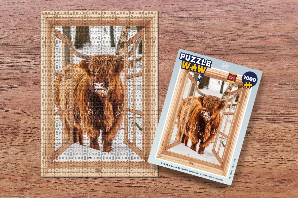 PuzzleWow Schotse Hooglander Winter Legpuzzel 1000 Stuks