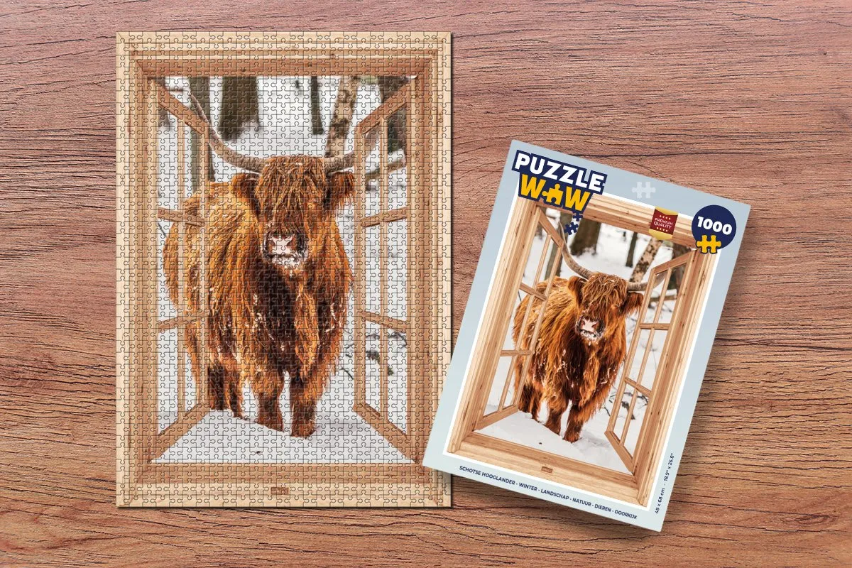 PuzzleWow Schotse Hooglander Winter Legpuzzel 1000 Stuks