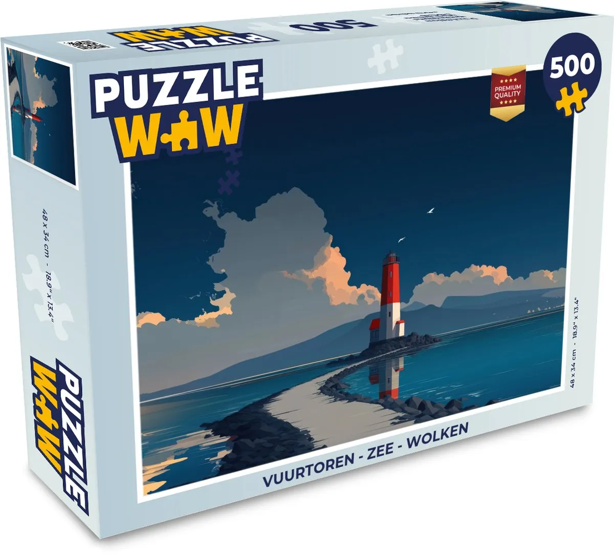 PuzzleWow Vuurtoren Puzzel 500 Stuks - Zee & Wolken