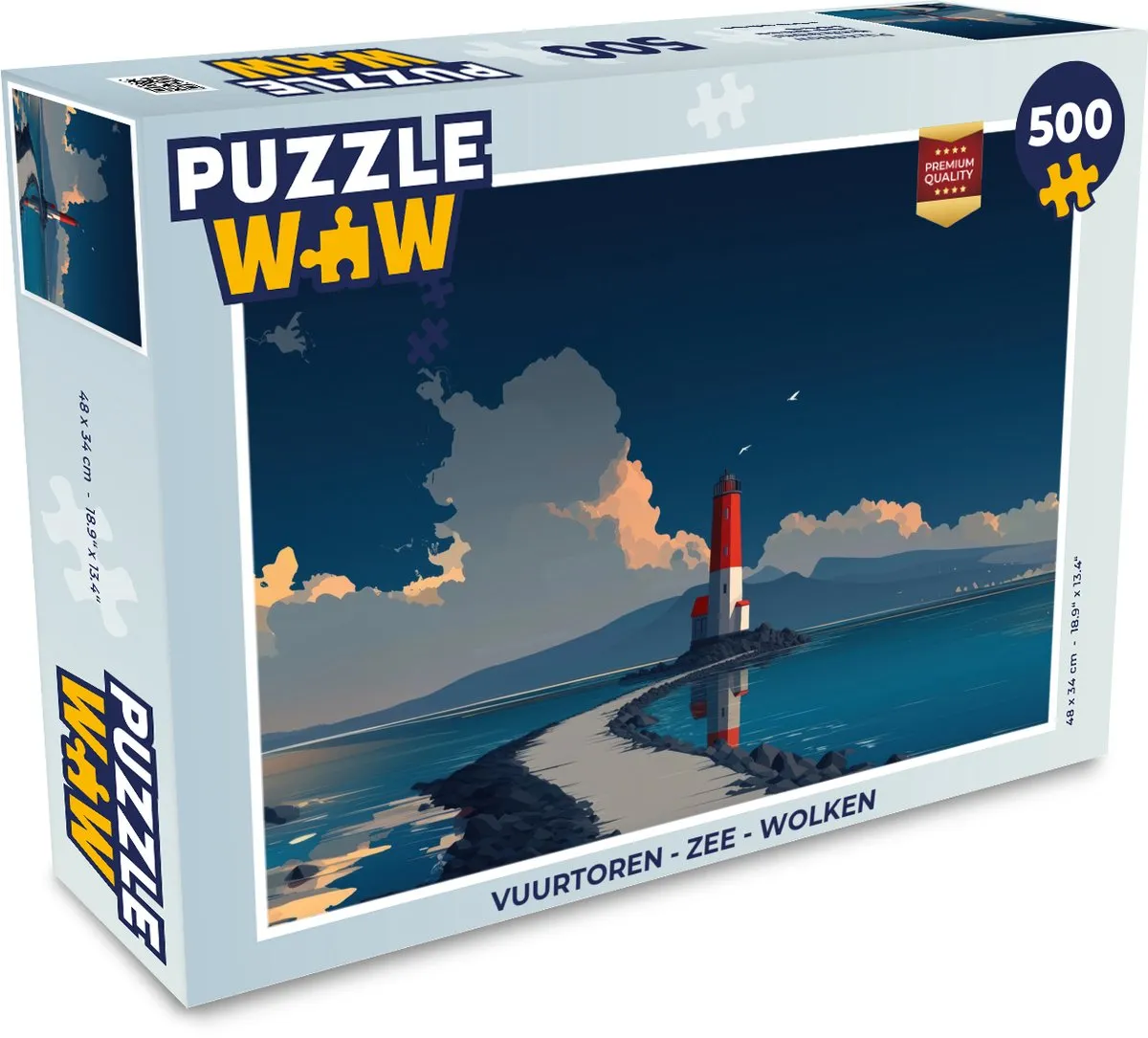 PuzzleWow Vuurtoren Puzzel 500 Stuks - Zee & Wolken