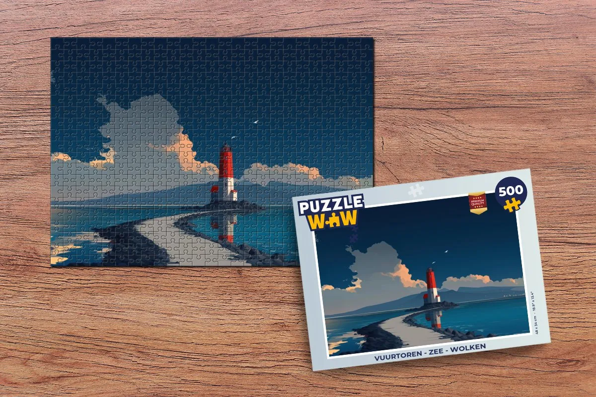 PuzzleWow Vuurtoren Puzzel 500 Stuks - Zee & Wolken