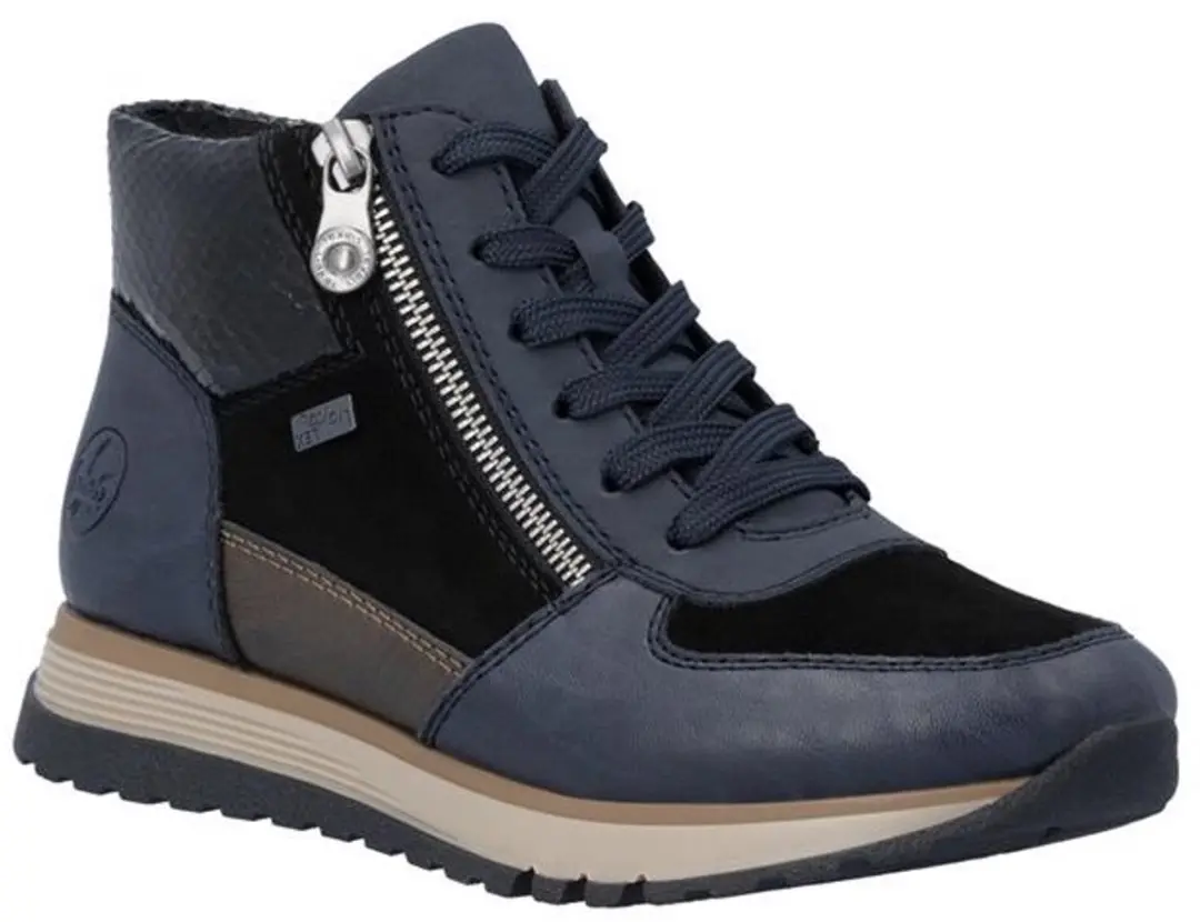 Rieker Dames Veterboot Gevoerd 49040-14 - Blauw - Maat 40