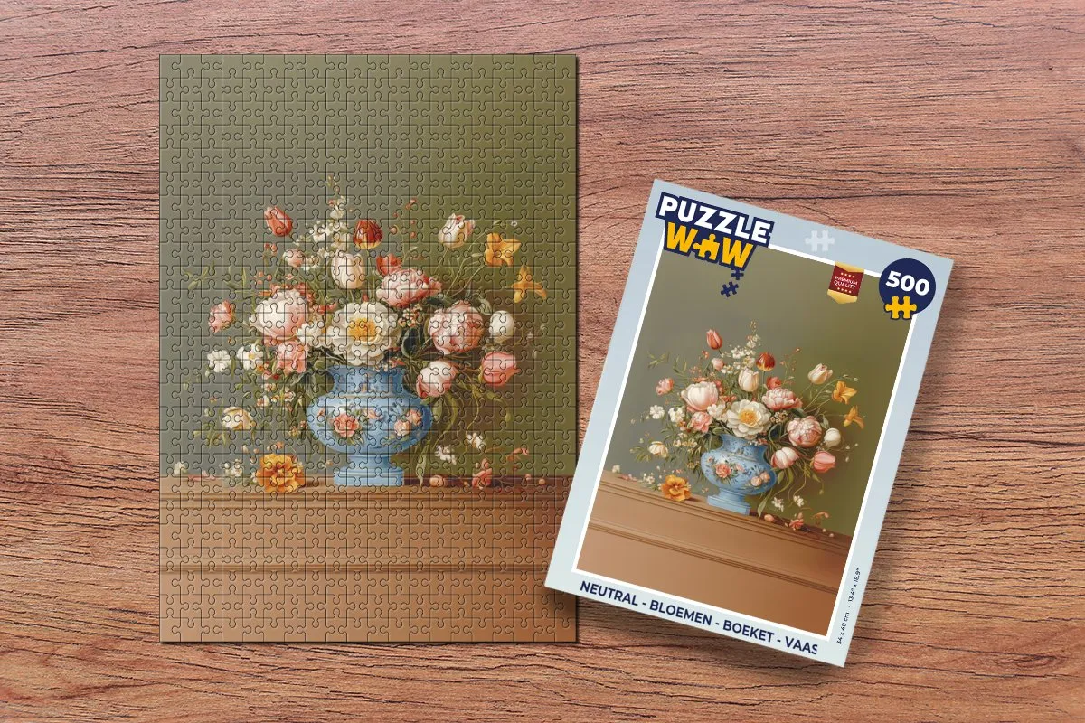 PuzzleWow Bloemen Vaas Legpuzzel 500 Stuks - Vintage
