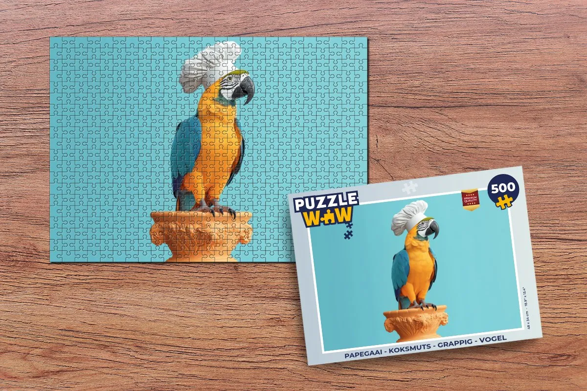PuzzleWow Papegaai Koksmuts Legpuzzel 500 Stuks - Blauw