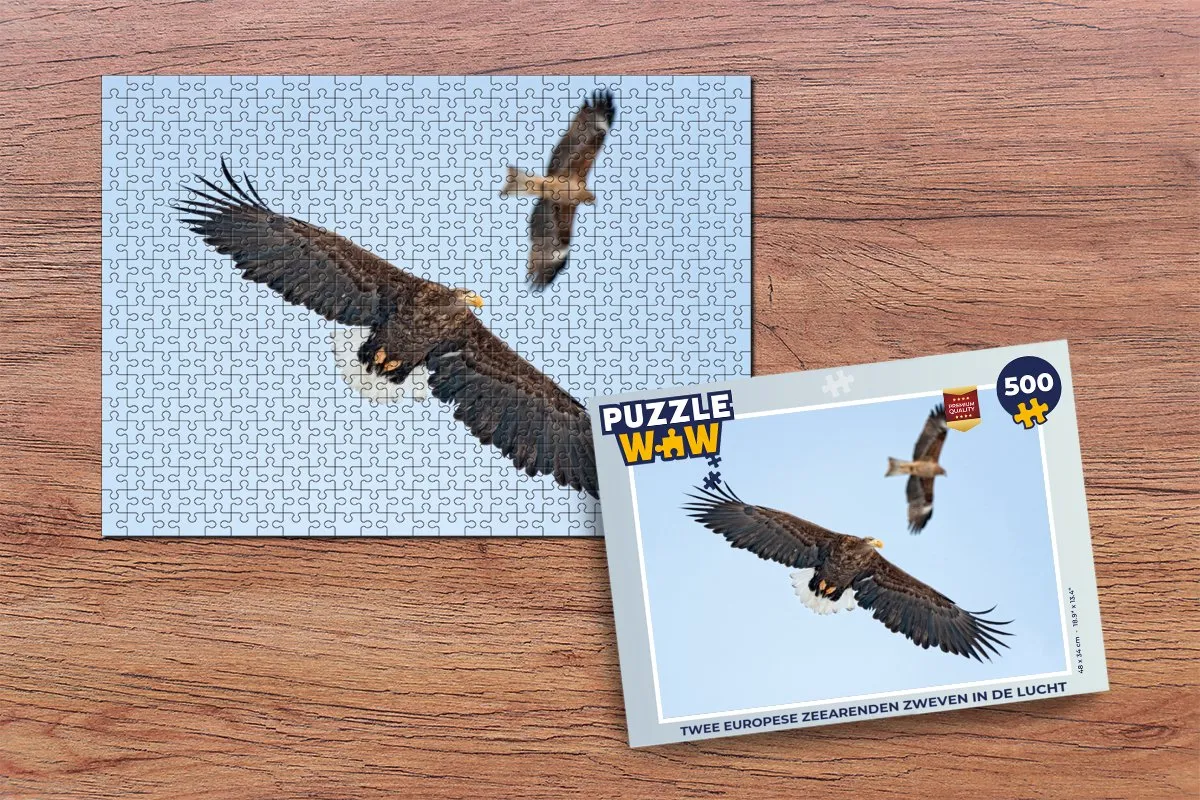 PuzzleWow Legpuzzel 500 Stuks - Twee Europese Zeearenden - Multicolor