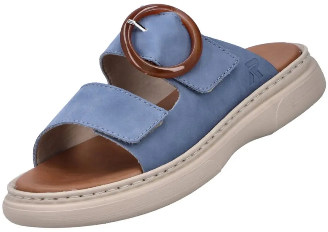 Rieker dames muiltjes blauw
