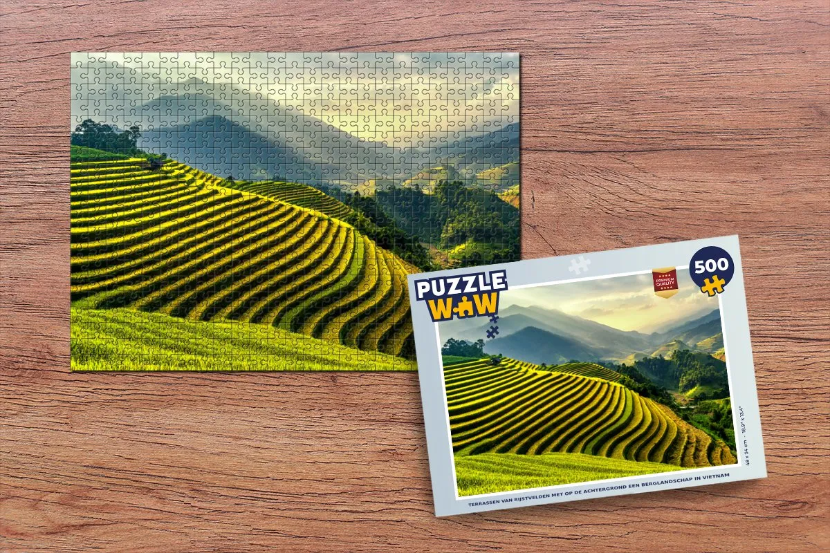 PuzzleWow Legpuzzel Terrassen Vietnam 500 Stuks - Multicolor