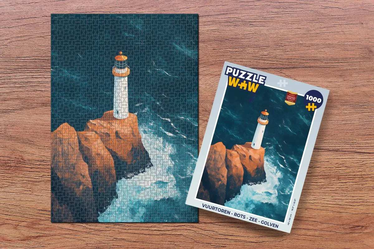PuzzleWow Vuurtoren Legpuzzel 1000 Stuks - Vuurtoren/Rots/Zeemotief
