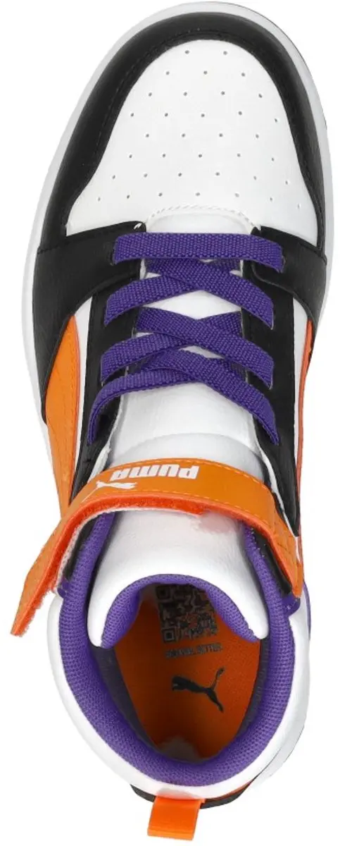PUMA Puma Rebound V6 Mid AC+ PS Unisex Sneakers - PUMA White-Orange Glo-PUMA Black - afbeelding 5 van 6