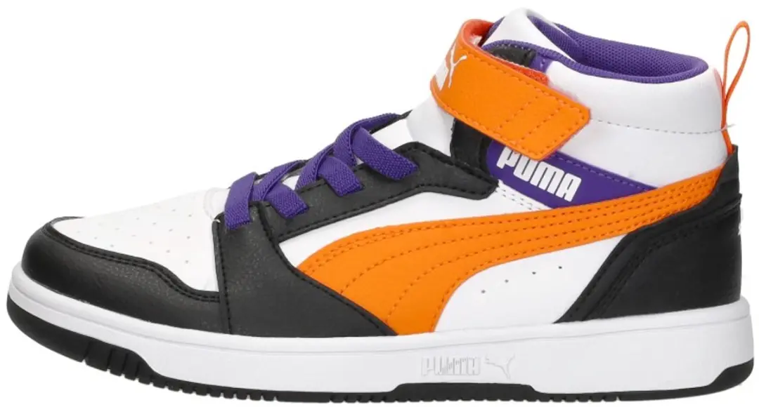 PUMA Puma Rebound V6 Mid AC+ PS Unisex Sneakers - PUMA White-Orange Glo-PUMA Black - afbeelding 2 van 6