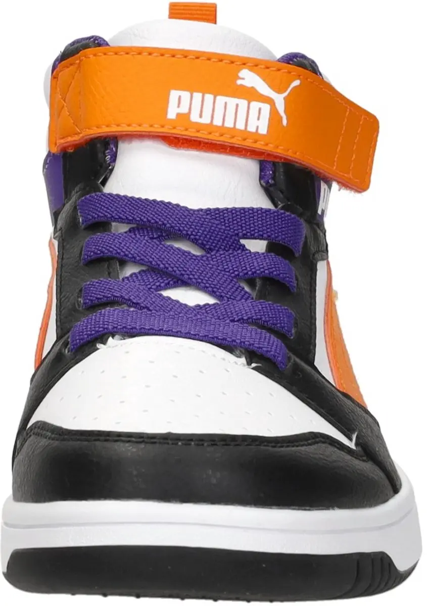 PUMA Puma Rebound V6 Mid AC+ PS Unisex Sneakers - PUMA White-Orange Glo-PUMA Black - afbeelding 3 van 6