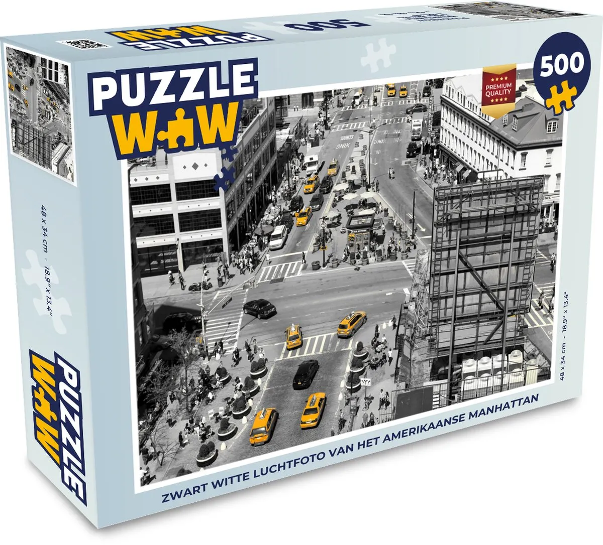 PuzzleWow Manhattan Luchtfoto Legpuzzel 500 Stuks - Multicolor
