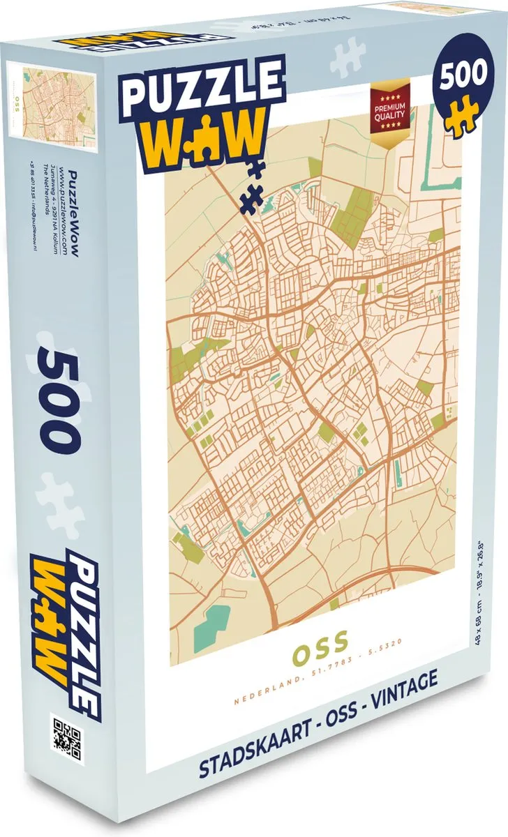 PuzzleWow Stadskaart Oss Vintage Legpuzzel 500 Stuks