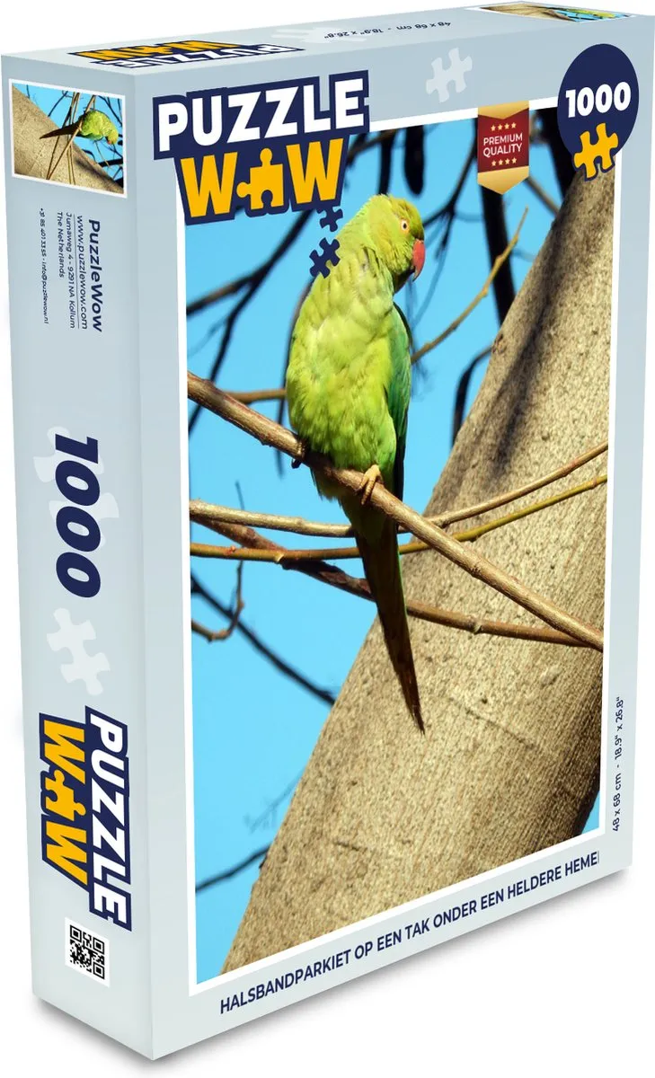 PuzzleWow Halsbandparkiet Legpuzzel 1000 Stuks - Multicolor