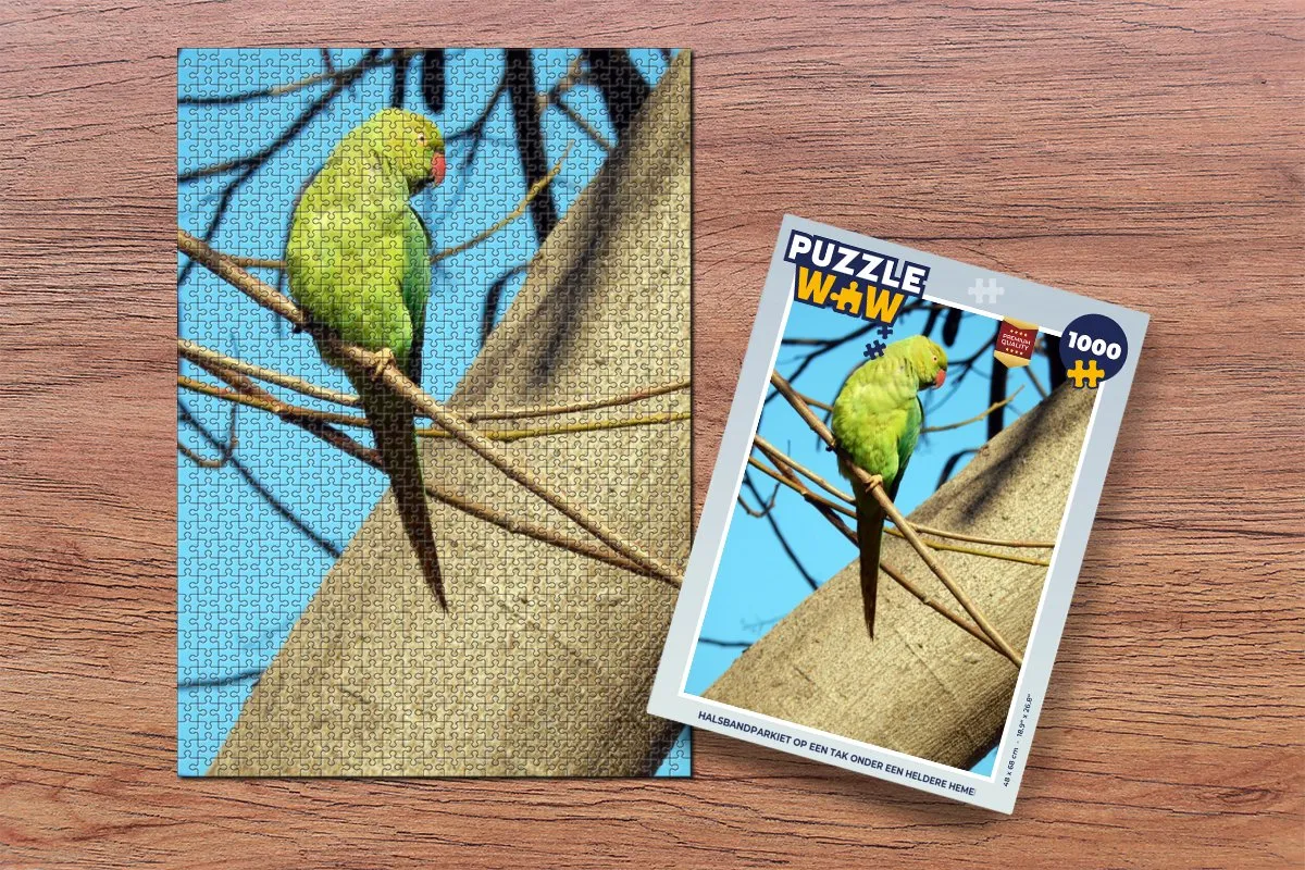 PuzzleWow Halsbandparkiet Legpuzzel 1000 Stuks - Multicolor