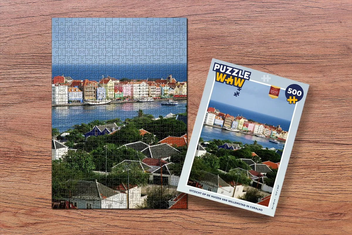 PuzzleWow Willemstad Curaçao Legpuzzel 500 Stuks - Multicolor