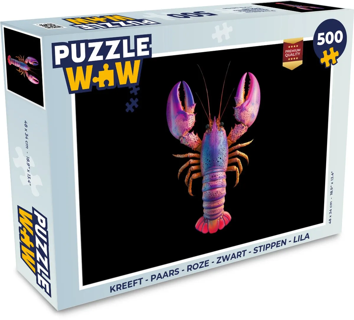 PuzzleWow Kreeft Legpuzzel 500 Stuks - Paars/Roz/Zwart/Lila