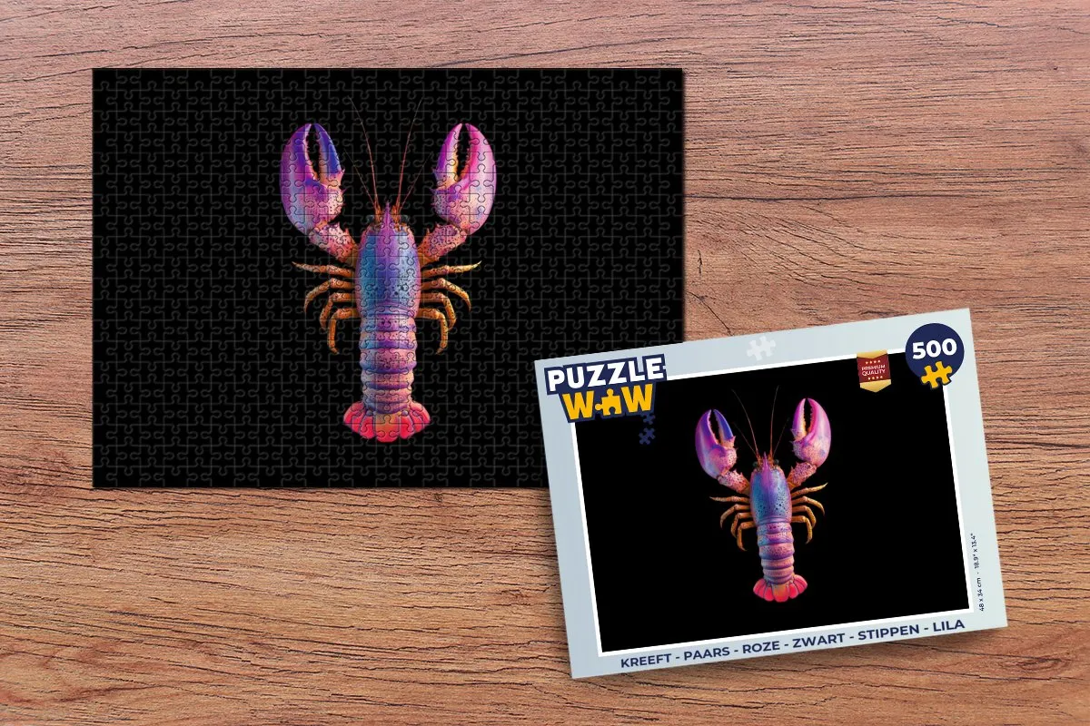 PuzzleWow Kreeft Legpuzzel 500 Stuks - Paars/Roz/Zwart/Lila