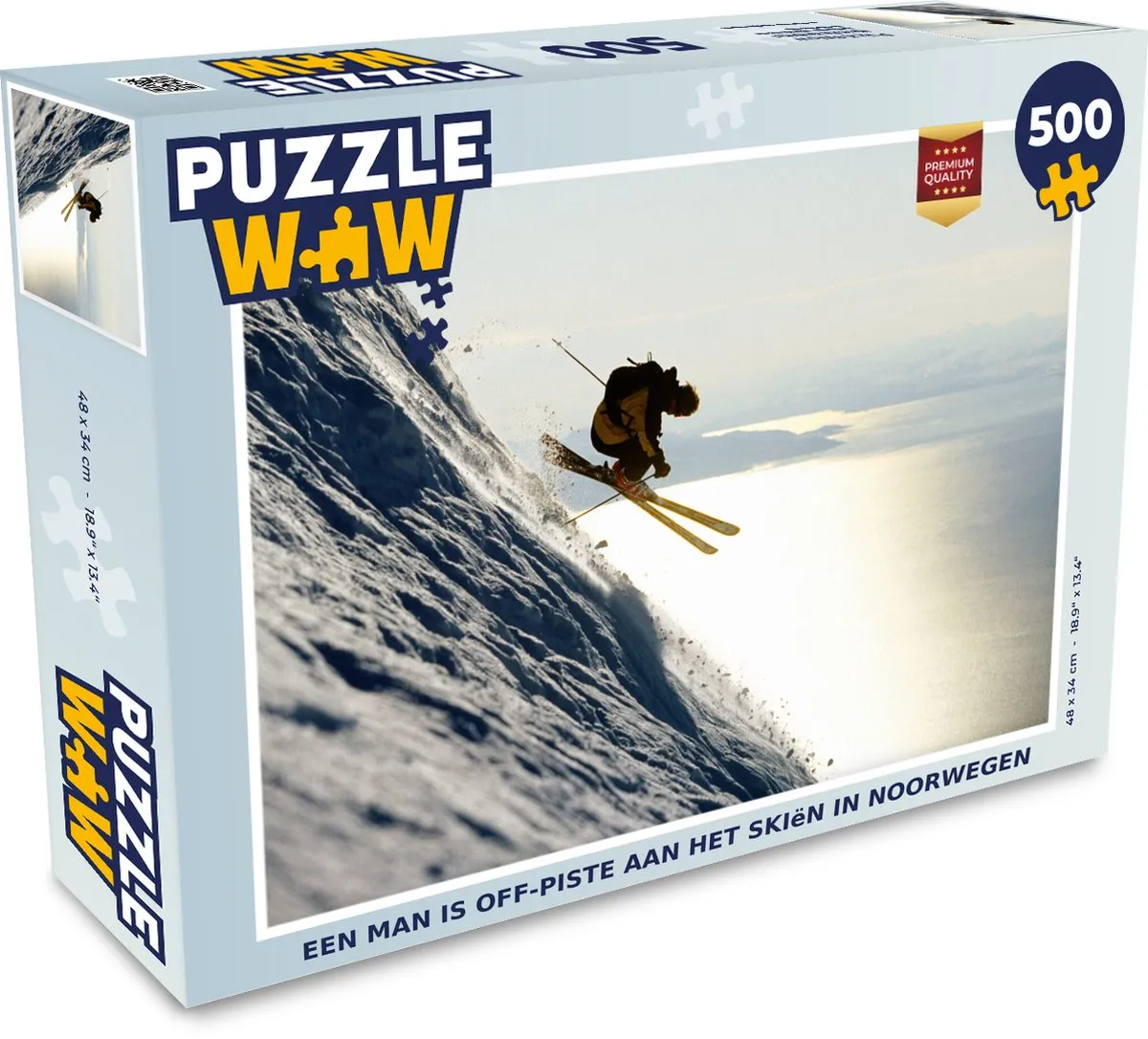 PuzzleWow Legpuzzel Een man is off-piste aan het skiën in Noorwegen