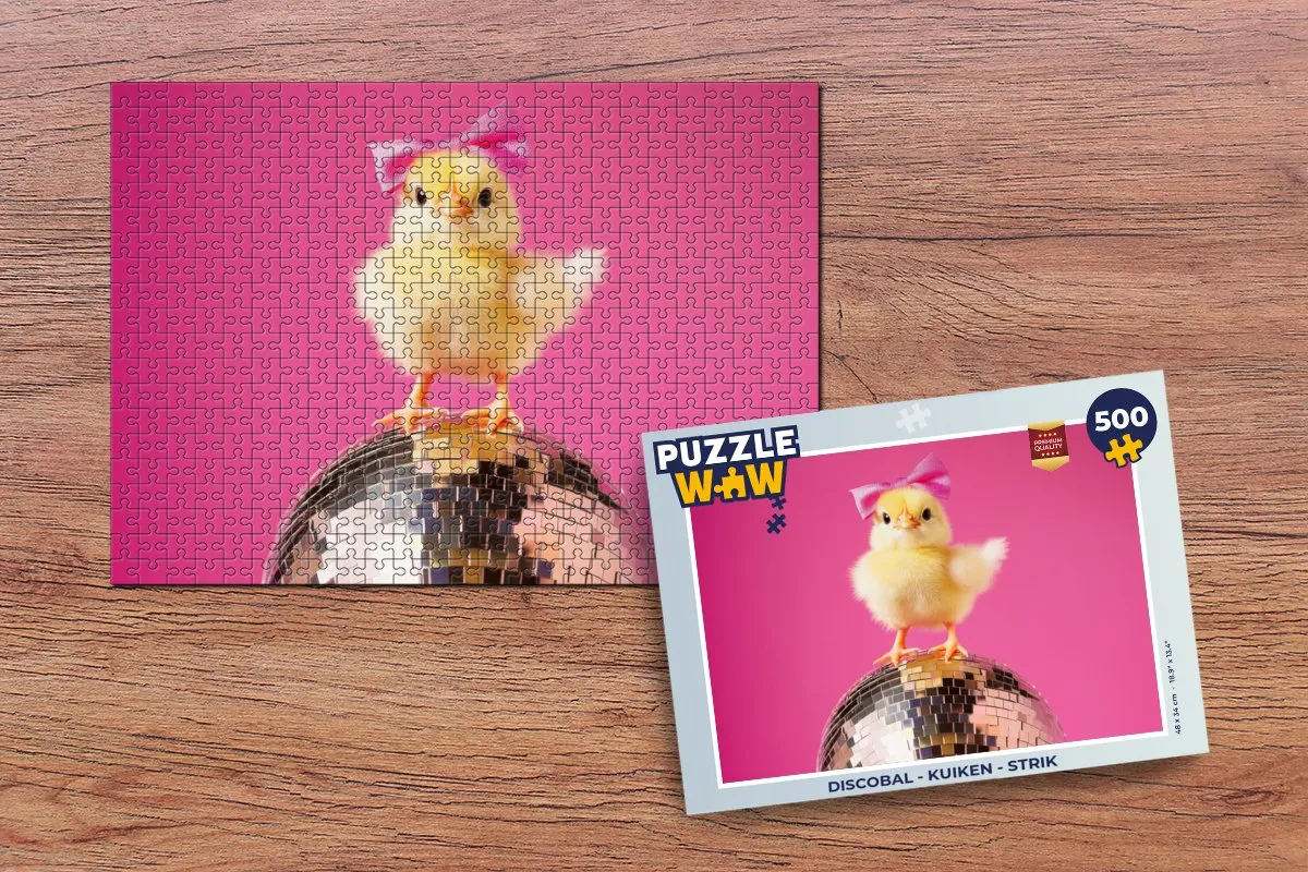 PuzzleWow Discobal Kuiken Legpuzzel 500 Stuks - Disco Roze