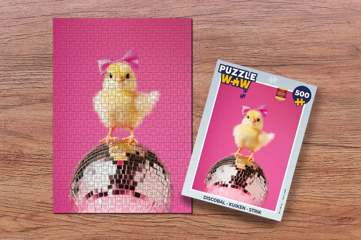 PuzzleWow Discobal Kuiken Legpuzzel 500 Stuks - Disco Roze