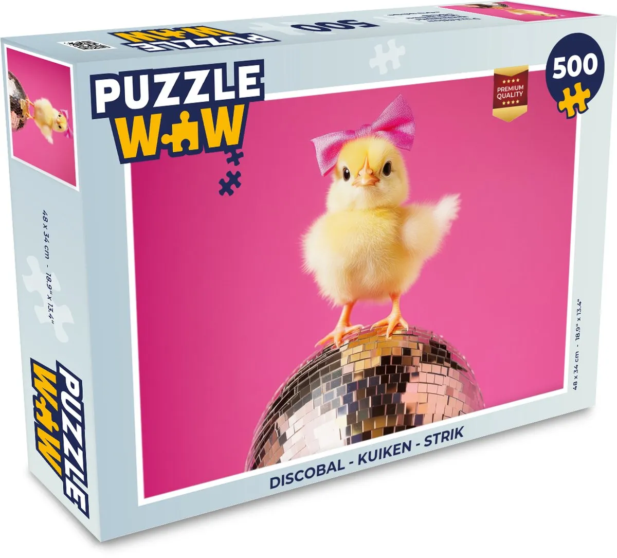 PuzzleWow Discobal Kuiken Legpuzzel 500 Stuks - Disco Roze