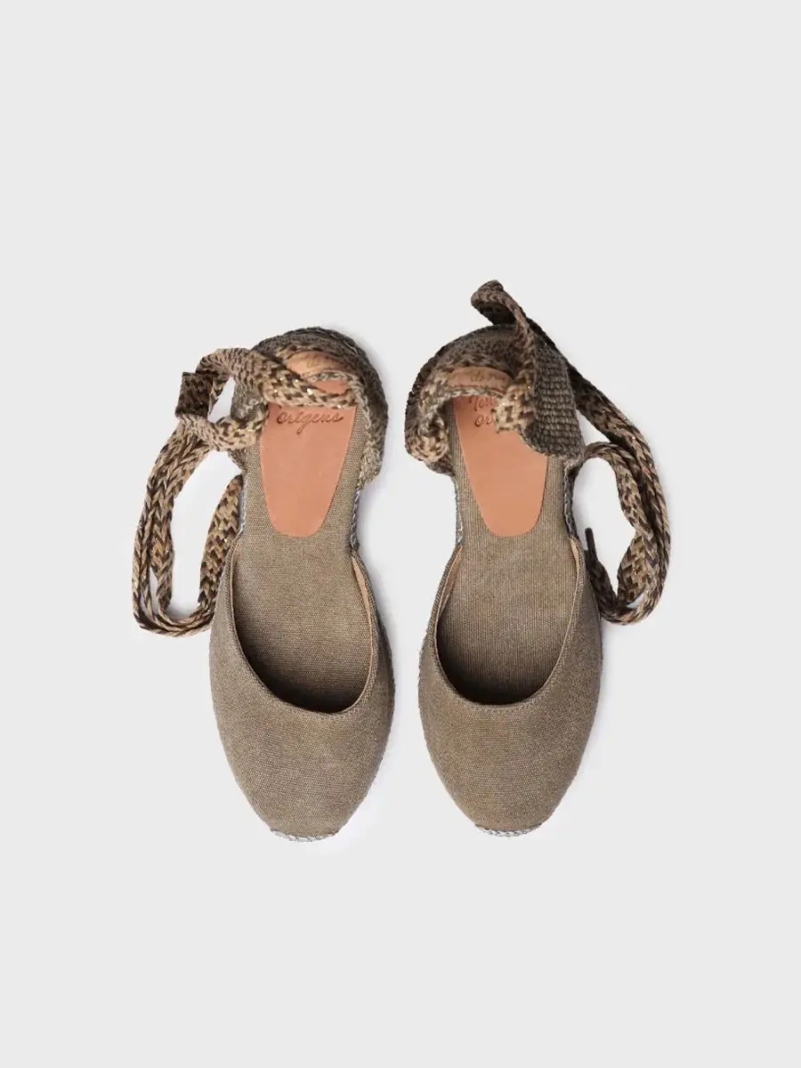 Dames espadrilles met katoenen sleehak