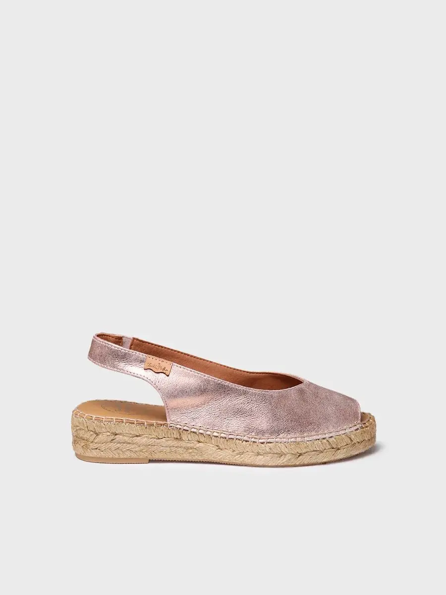 Dames espadrille met open neus van glanzend leer