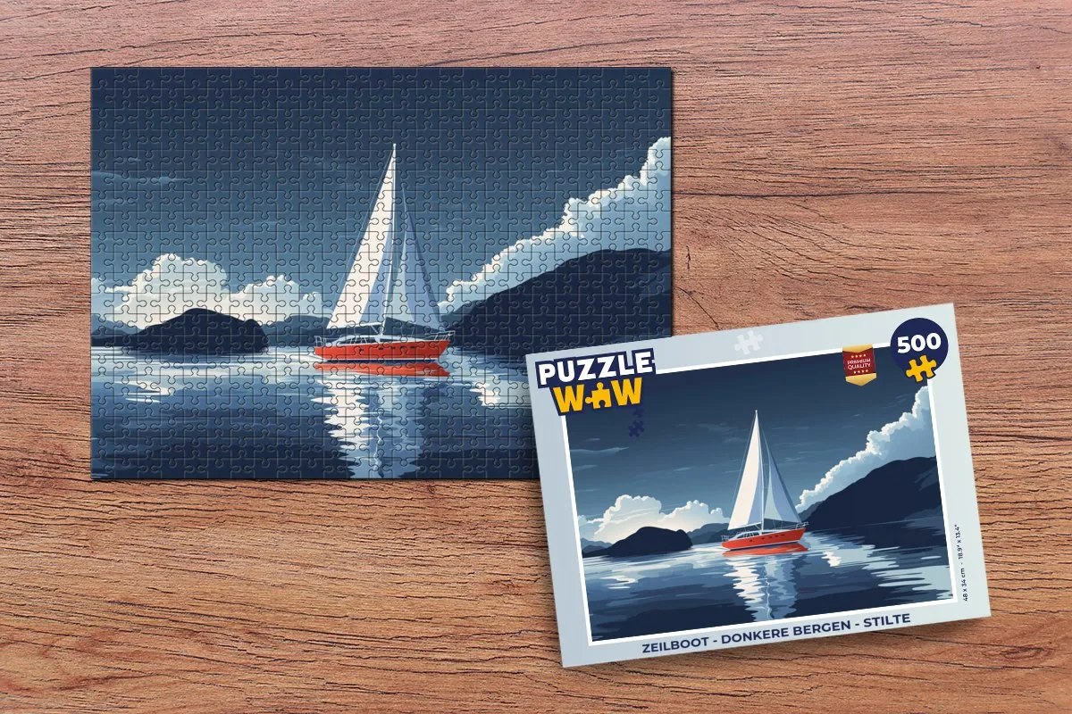 PuzzleWow Zeilboot Legpuzzel 500 Stuks - Donkere Bergen
