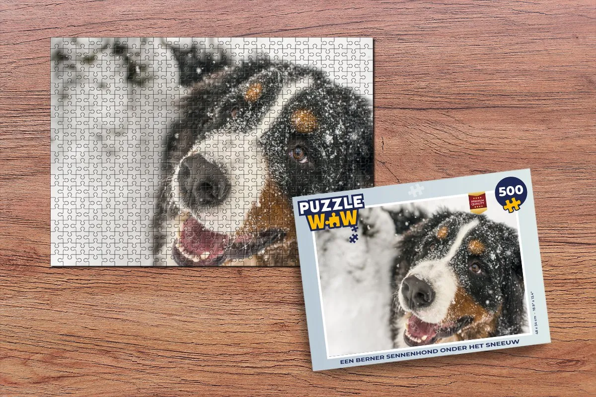 PuzzleWow Berner Sennenhond onder sneeuw Legpuzzel 500 Stuks - Multicolor