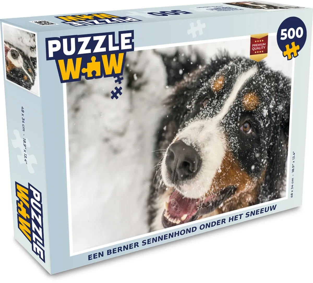 PuzzleWow Berner Sennenhond onder sneeuw Legpuzzel 500 Stuks