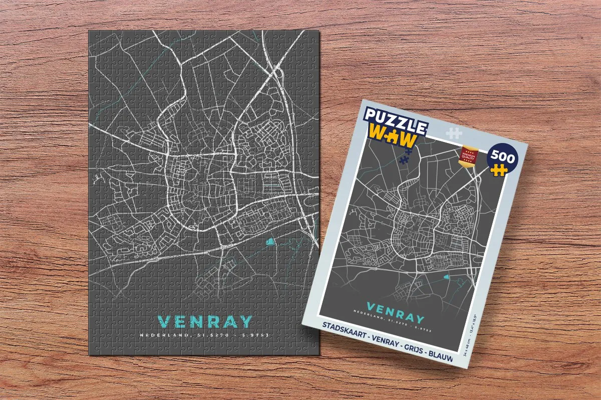 PuzzleWow Stadskaart Venray Legpuzzel 500 Stuks - Multicolor