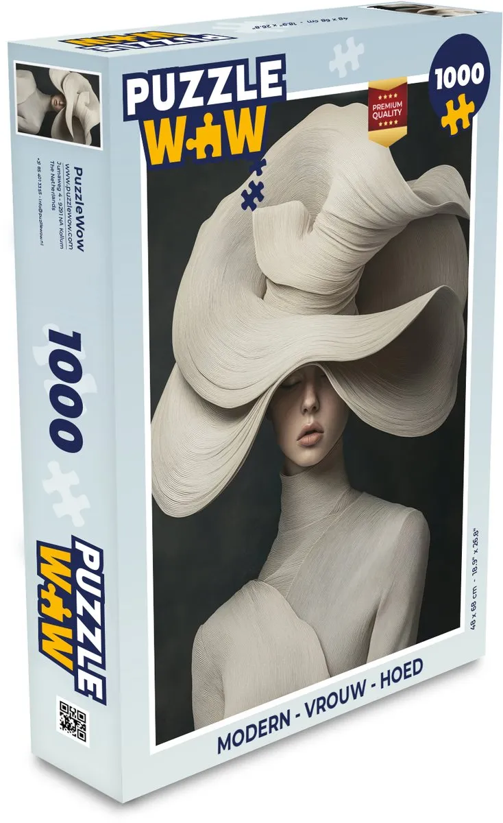 PuzzleWow Modern Vrouw Hoed Legpuzzel 1000 Stuks