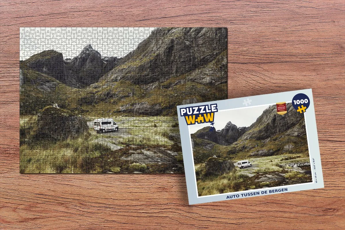 PuzzleWow Legpuzzel Auto tussen de bergen 1000 Stuks - Multicolor