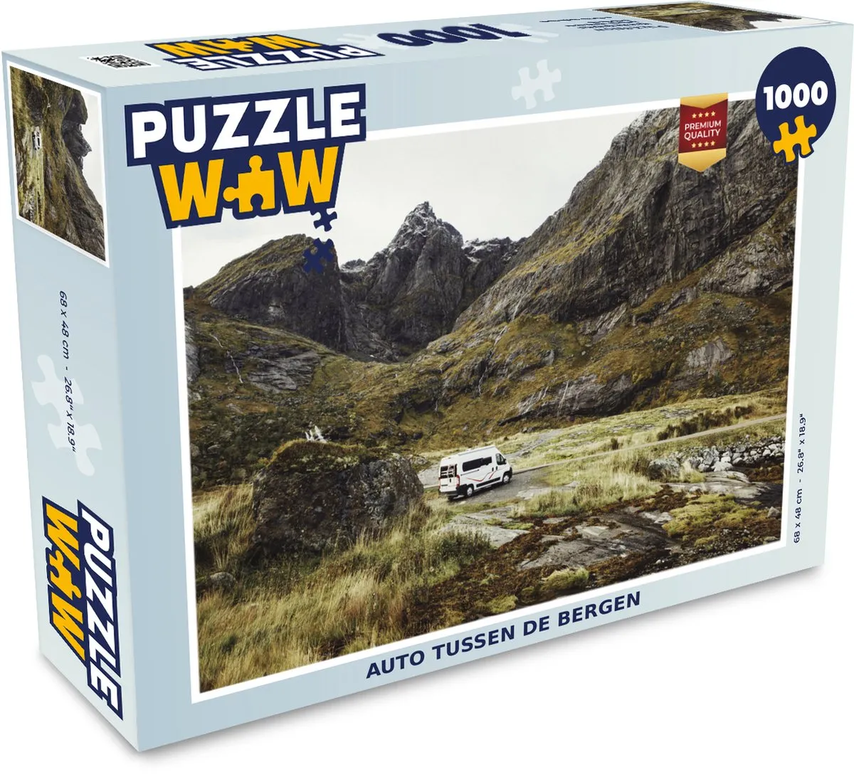 PuzzleWow Legpuzzel Auto tussen de bergen 1000 Stuks