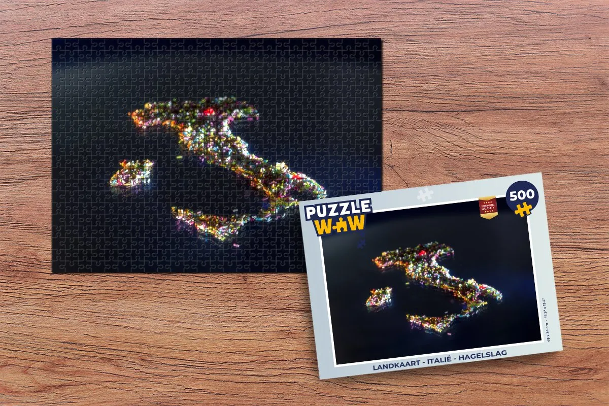 PuzzleWow Italië Landkaart Legpuzzel 500 Stuks - Multicolor
