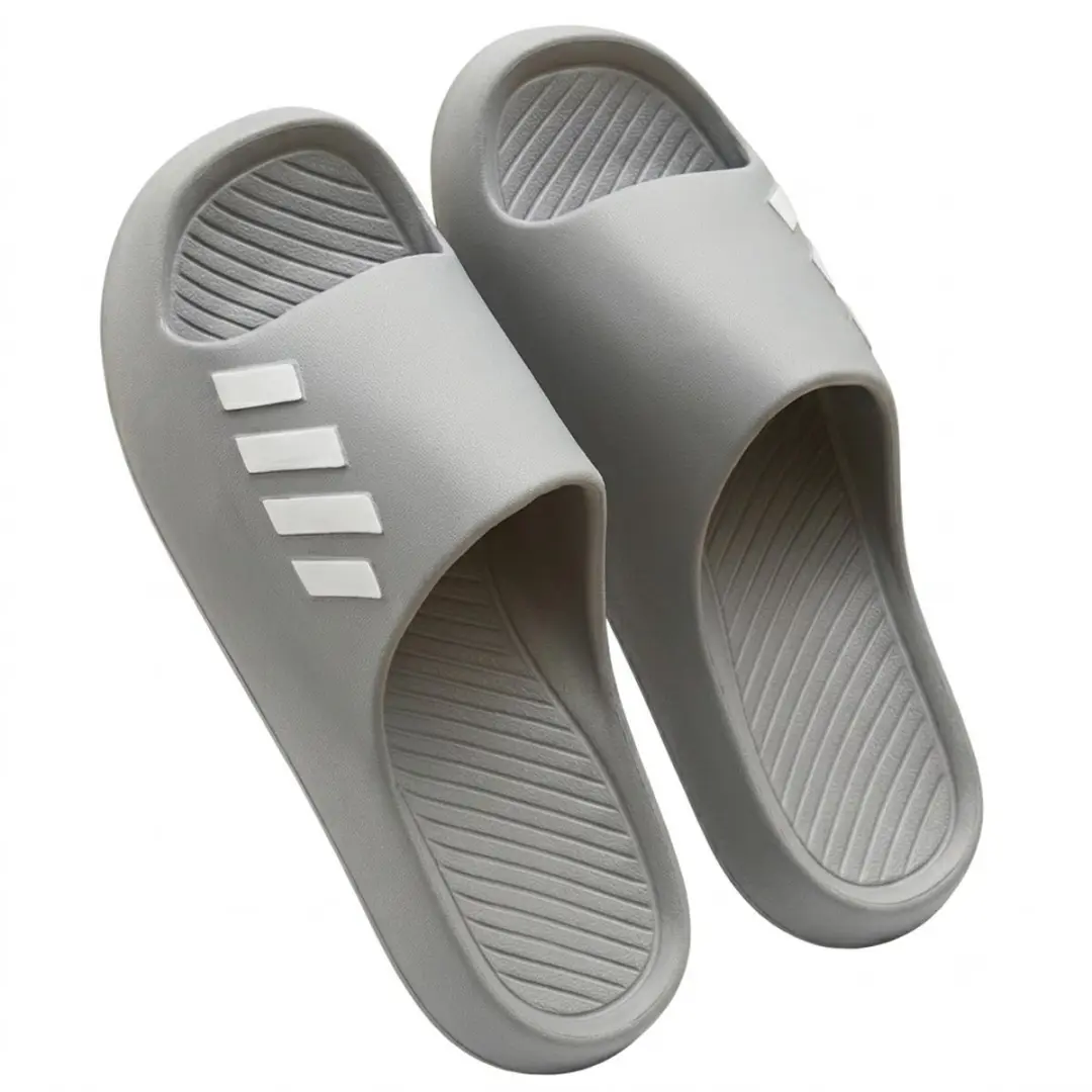 Grijze badslippers heren en dames instap slippers antislip dik zool zacht voetbe