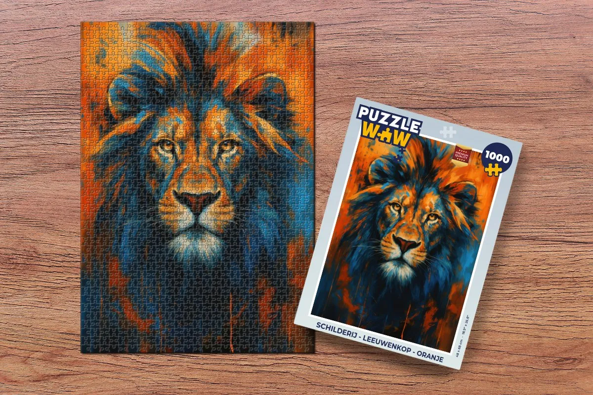 PuzzleWow Leeuwenkop Legpuzzel 1000 Stuks - Oranje