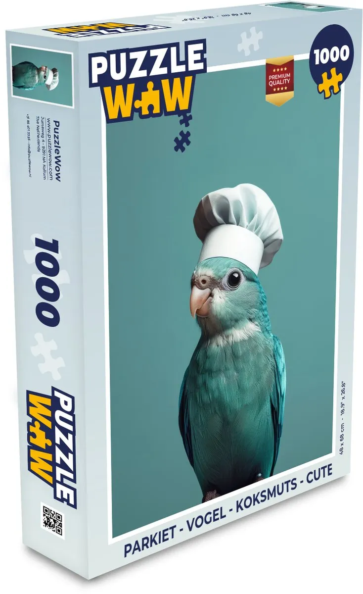 PuzzleWow Puzzel Parkiet Koksmuts 1000 Stuks - Blauw