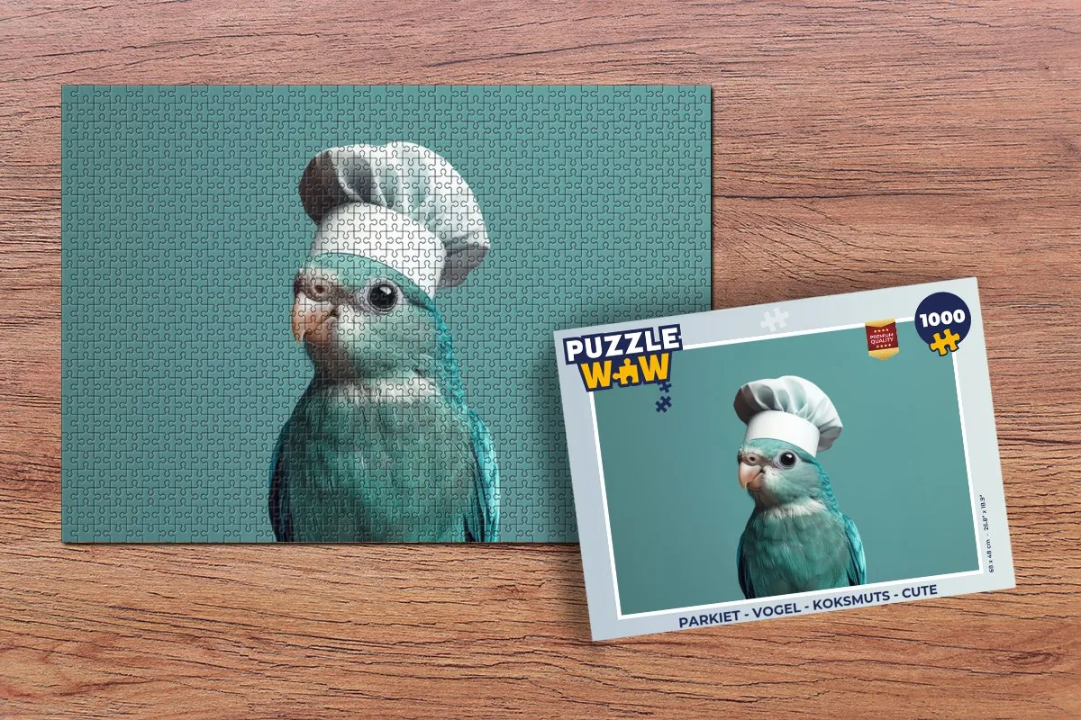 PuzzleWow Puzzel Parkiet Koksmuts 1000 Stuks - Blauw
