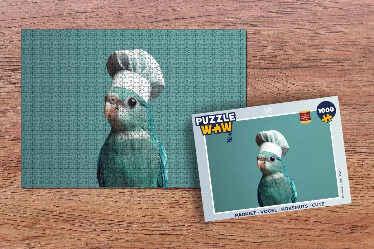 PuzzleWow Puzzel Parkiet Koksmuts 1000 Stuks - Blauw