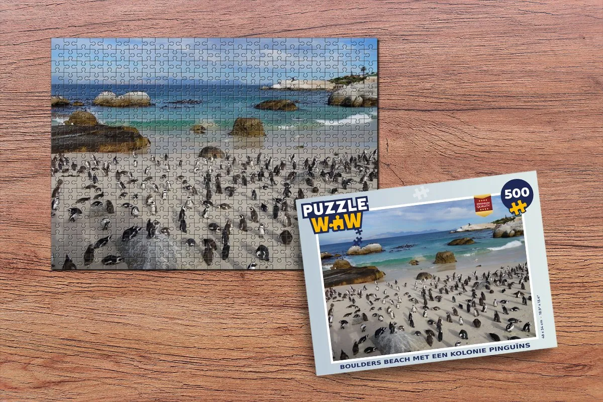 PuzzleWow Boulders Beach Pinguïns Legpuzzel 500 Stuks - Multicolor