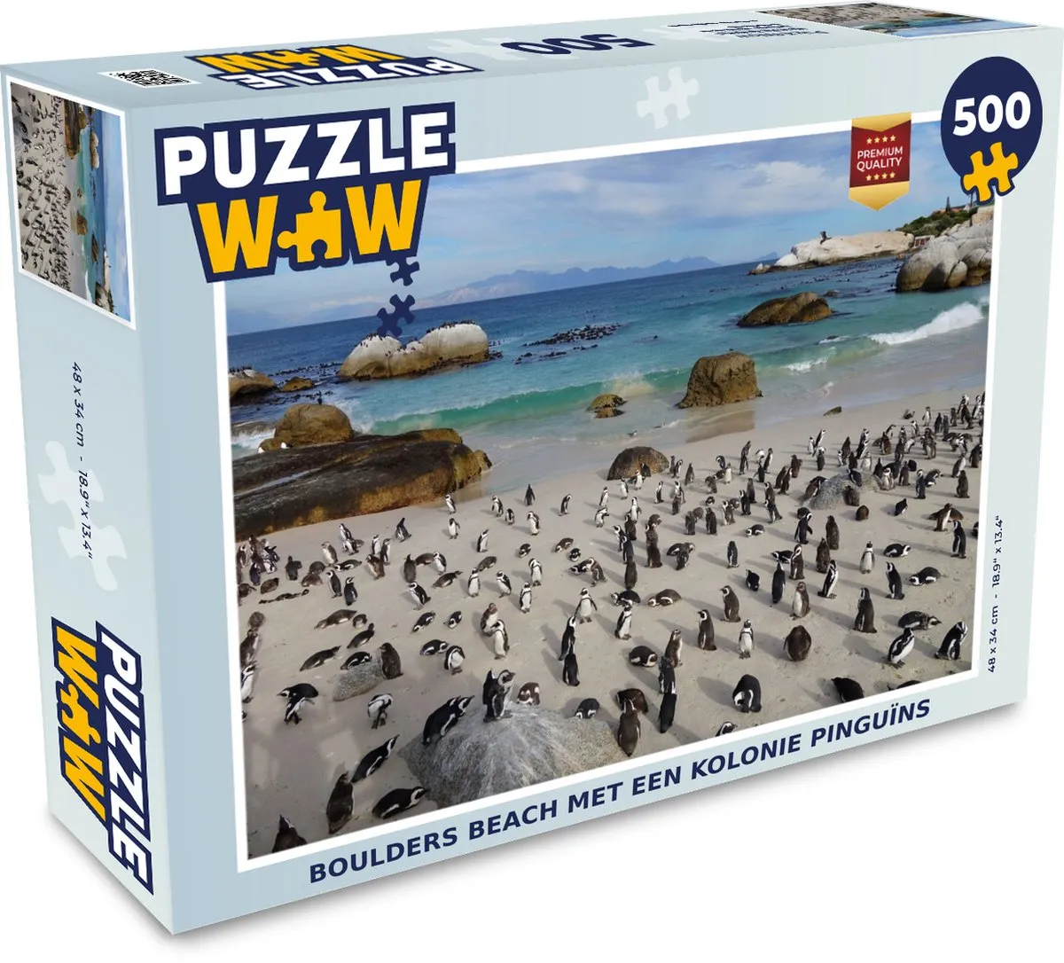 PuzzleWow Boulders Beach Pinguïns Legpuzzel 500 Stuks - Multicolor