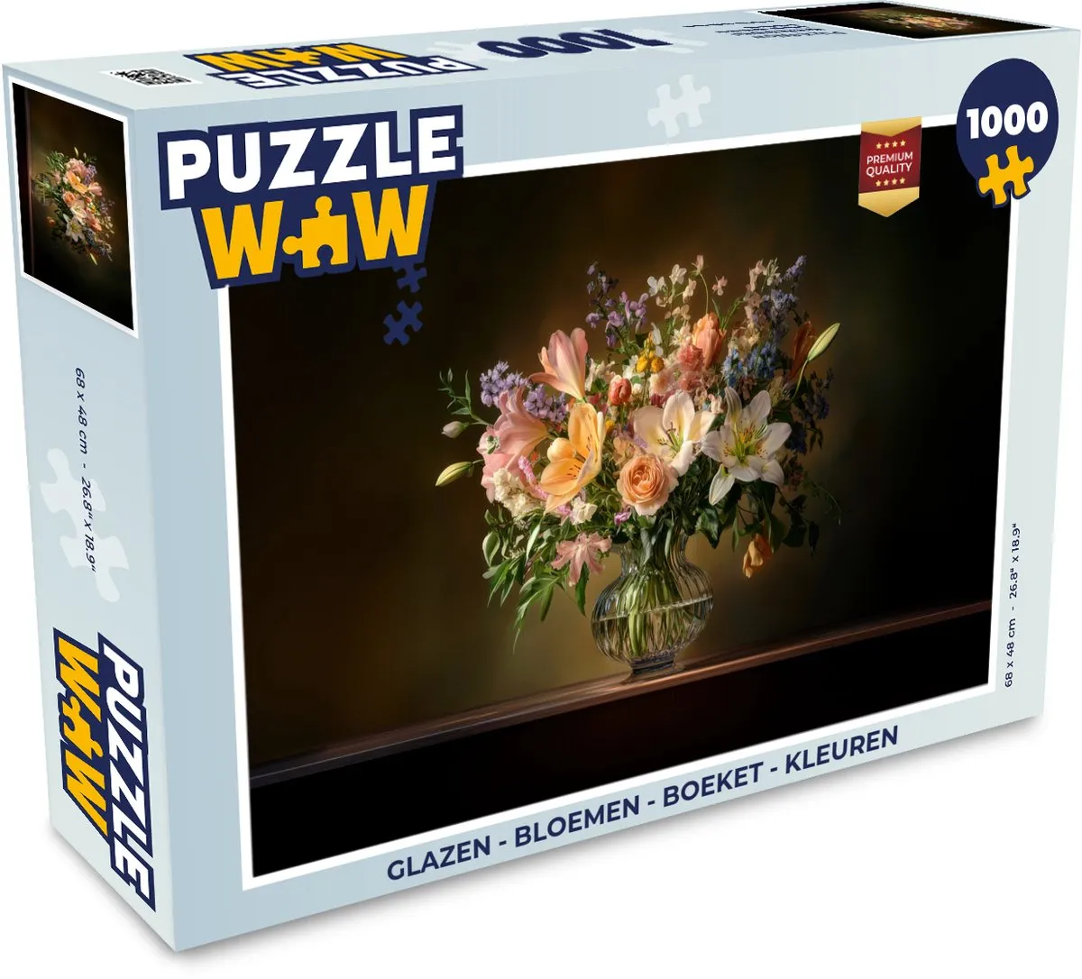 PuzzleWow Glazen Bloemen Legpuzzel 1000 Stuks - Pastel