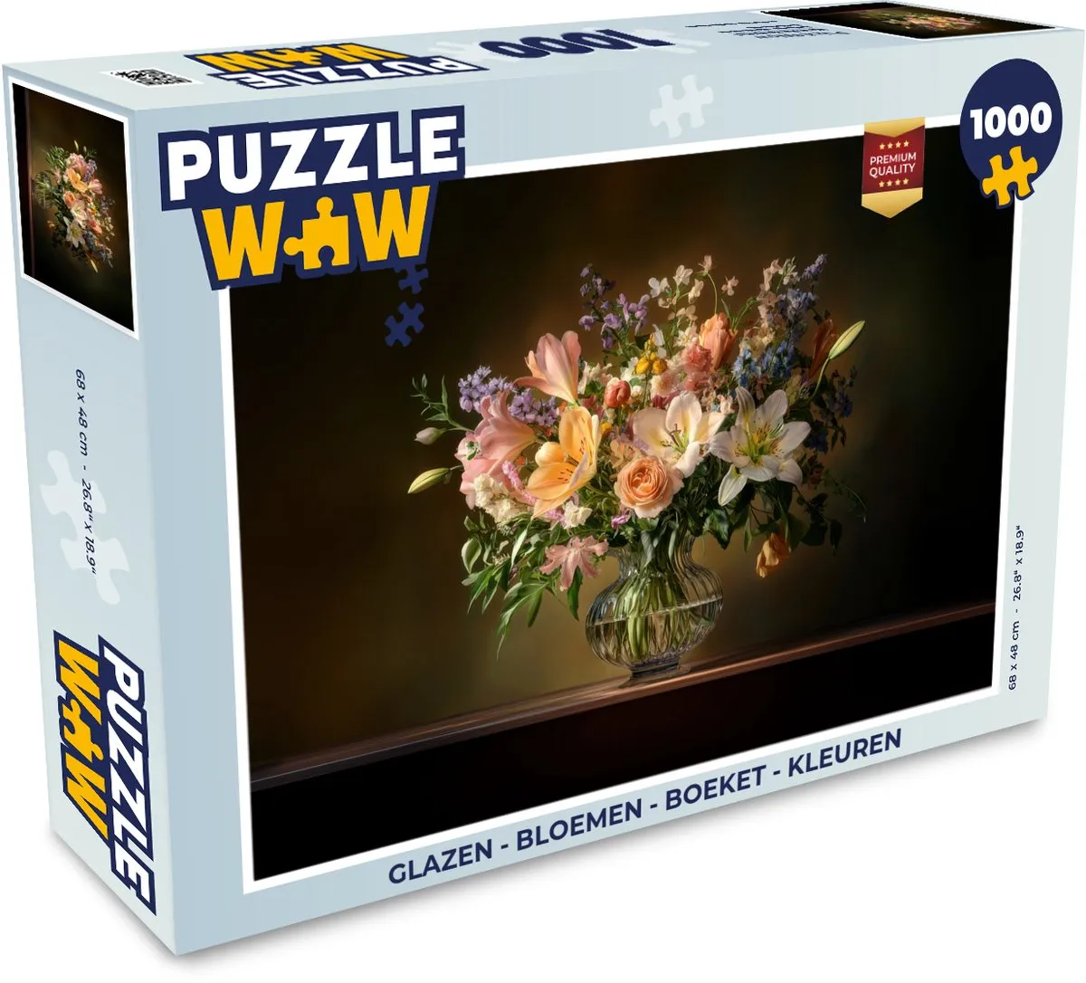 PuzzleWow Glazen Bloemen Legpuzzel 1000 Stuks - Pastel