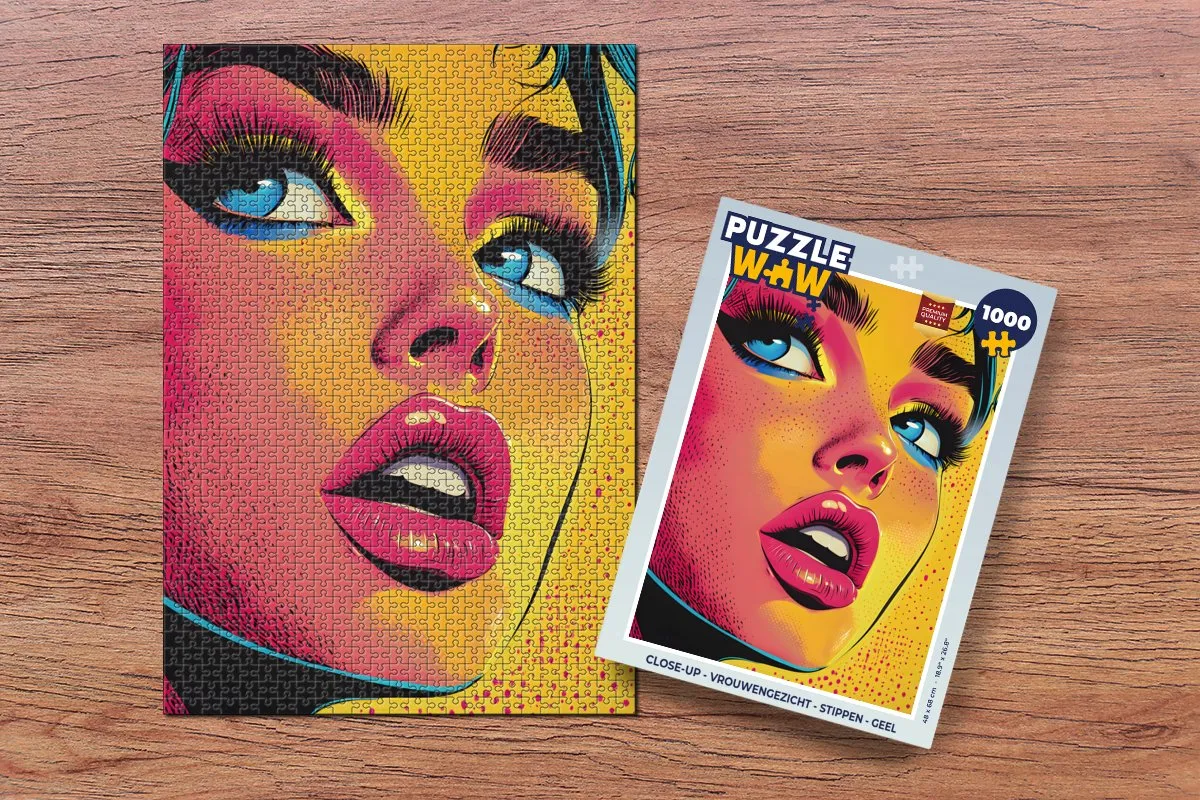 PuzzleWow Close-up Vrouwengezicht Legpuzzel 1000 Stuks - Geel