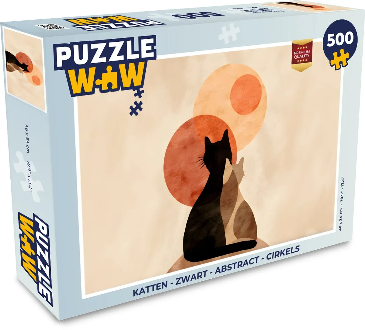 PuzzleWow Abstract Katten Legpuzzel 500 Stuks - Zwart